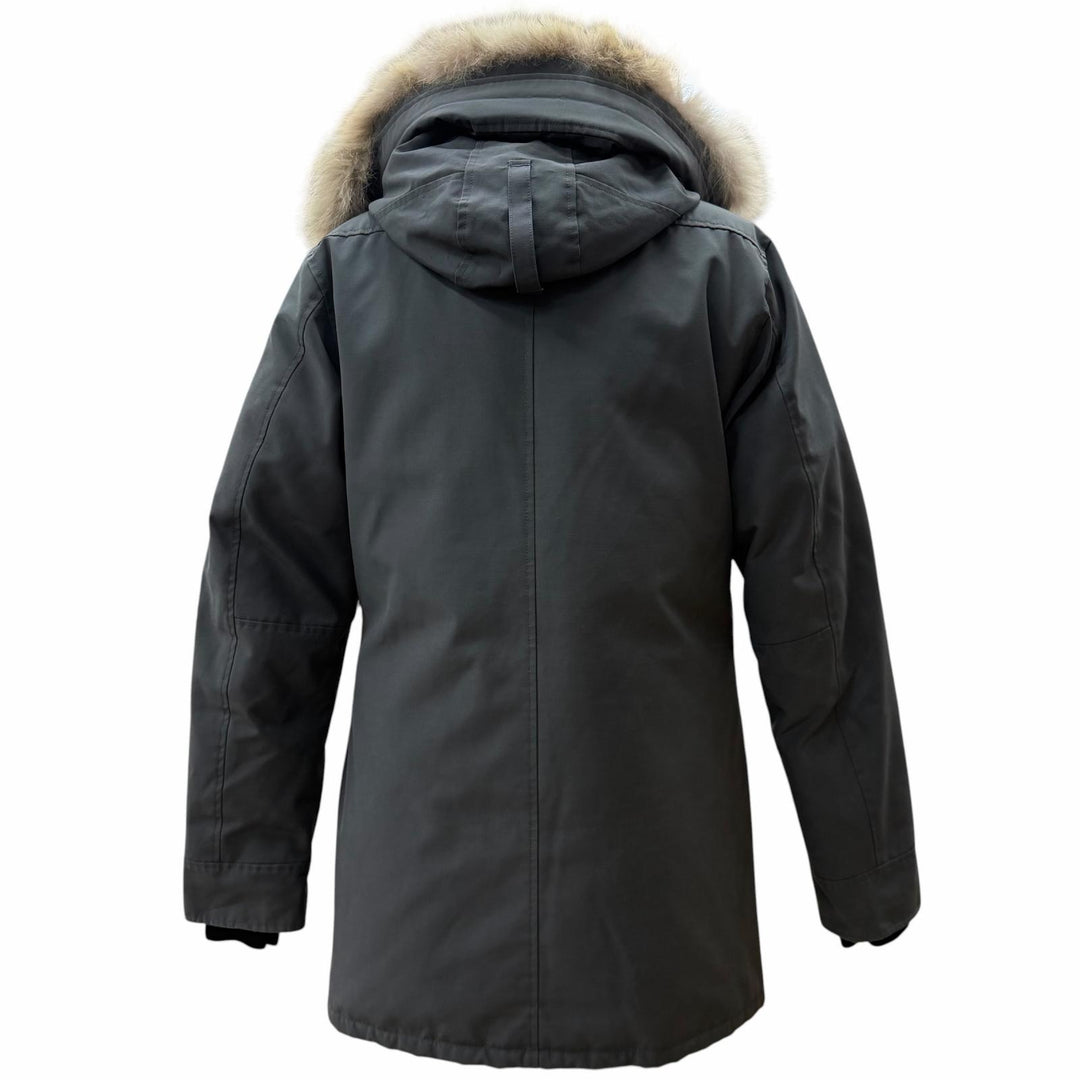 美品▼CANADA GOOSE カナダグース 3438JM Jasper Parka ロゴワッペン ファー付き フーデッド WZIPUP ダウンジャケット グレー M 正規品