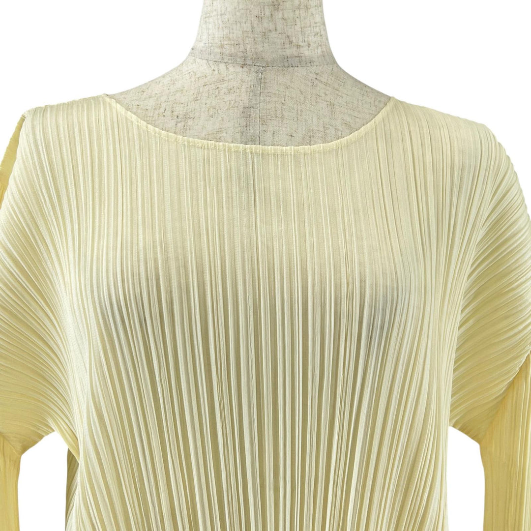 美品▲PLEATS PLEASE プリーツプリーズ イッセイミヤケ PP71-JH167 プリーツ ワンピース アイボリー 2 日本製 正規品 レディース
