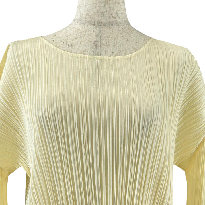 美品▲PLEATS PLEASE プリーツプリーズ イッセイミヤケ PP71-JH167 プリーツ ワンピース アイボリー 2 日本製 正規品 レディース