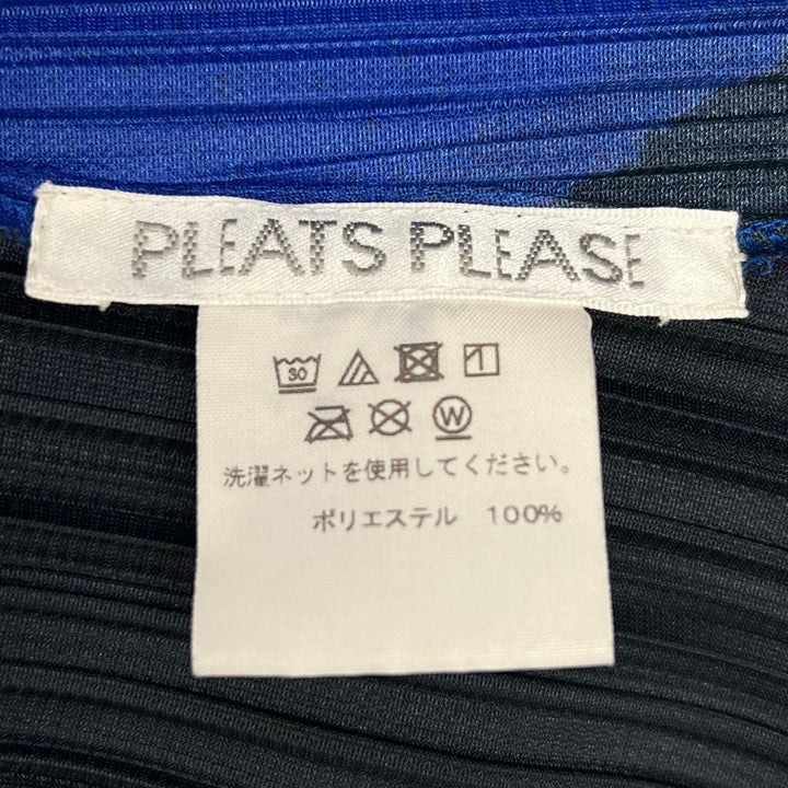美品▲PLEATS PLEASE プリーツプリーズ イッセイミヤケ PP83-JH734 ワンピース ブルー ブラック 2 日本製 正規品 レディース