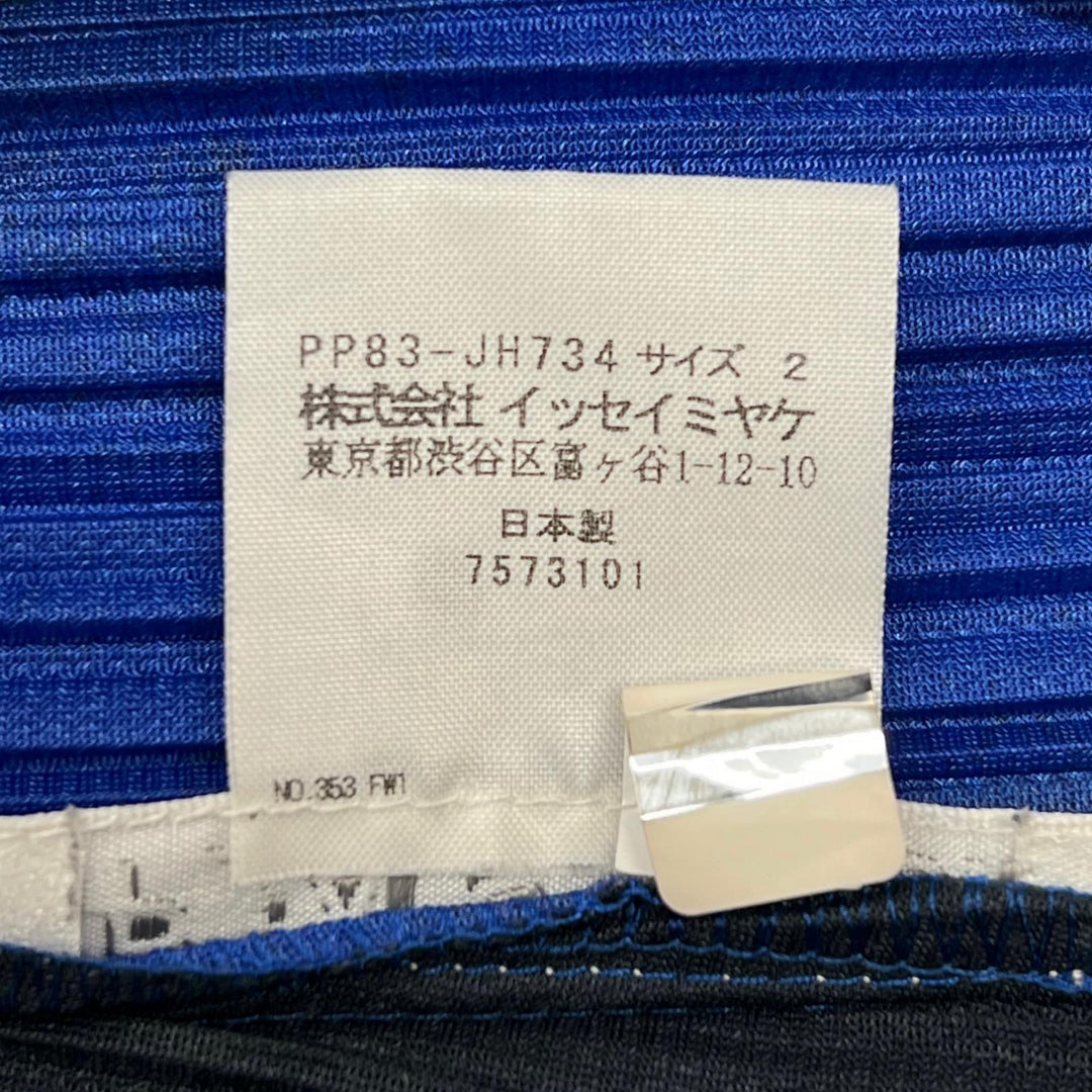 美品▲PLEATS PLEASE プリーツプリーズ イッセイミヤケ PP83-JH734 ワンピース ブルー ブラック 2 日本製 正規品 レディース