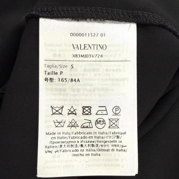 美品★VALENTINO ヴァレンティノ XB3MJ03V724 エンボスロゴ フラワー付 ZIP UP ワンピース ブラック S イタリア製 正規品 ハンガー付き