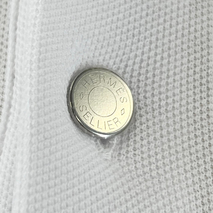 極美品▲HERMES エルメス H800271E ドゥブル・ジュ コットン セリエボタン 半袖ポロシャツ ホワイト オレンジ L イタリア製 メンズ
