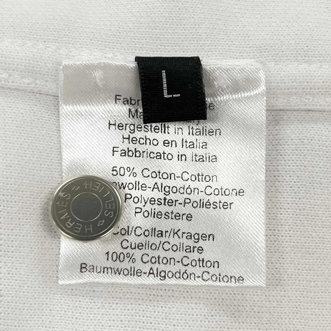 極美品▲HERMES エルメス H800271E ドゥブル・ジュ コットン セリエボタン 半袖ポロシャツ ホワイト オレンジ L イタリア製 メンズ