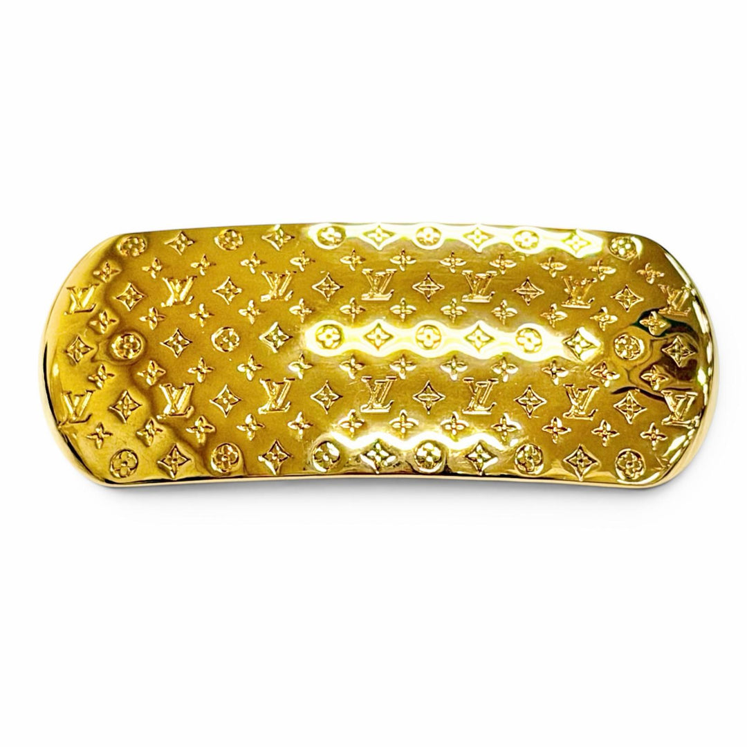 極美品△LOUIS VUITTON ルイヴィトン M80277 バレッタ ナノグラム ヘアアクセサリー 髪留め ゴールド 伊製 レディース 箱・保存袋付き