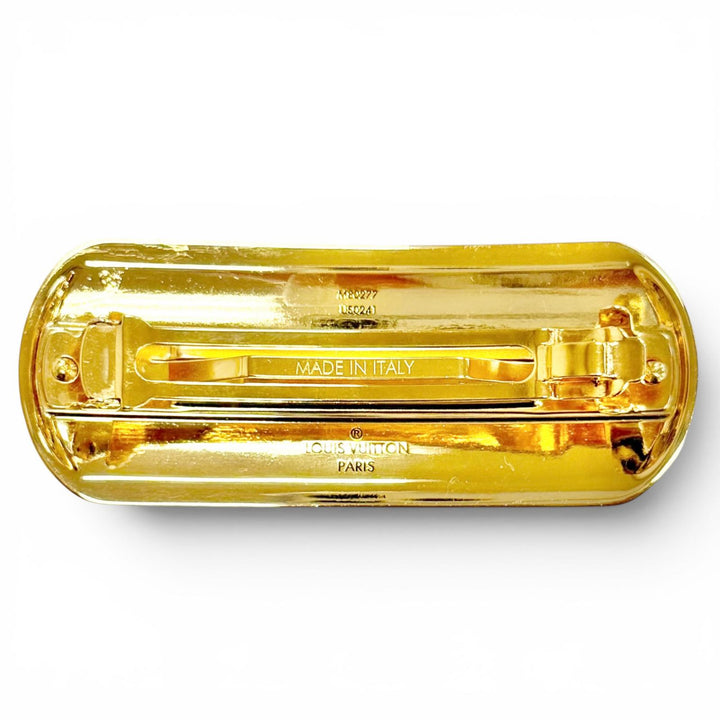 極美品△LOUIS VUITTON ルイヴィトン M80277 バレッタ ナノグラム ヘアアクセサリー 髪留め ゴールド 伊製 レディース 箱・保存袋付き
