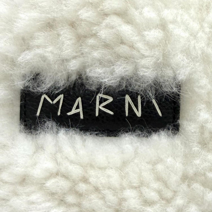極美品★MARNI マルニ SHMP0040DL5 MUSEO SOFT MINI ラムファー シアリング 2WAY レザー ショルダーバッグ オフホワイト ブラック 袋付