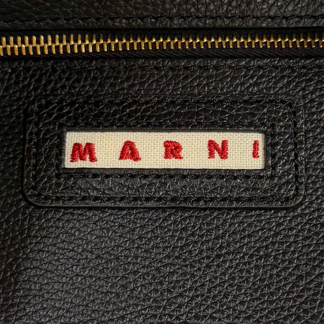 極美品★MARNI マルニ SHMP0040DL5 MUSEO SOFT MINI ラムファー シアリング 2WAY レザー ショルダーバッグ オフホワイト ブラック 袋付