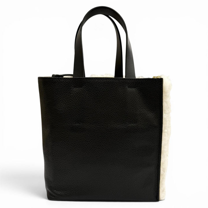 極美品★MARNI マルニ SHMP0040DL5 MUSEO SOFT MINI ラムファー シアリング 2WAY レザー ショルダーバッグ オフホワイト ブラック 袋付