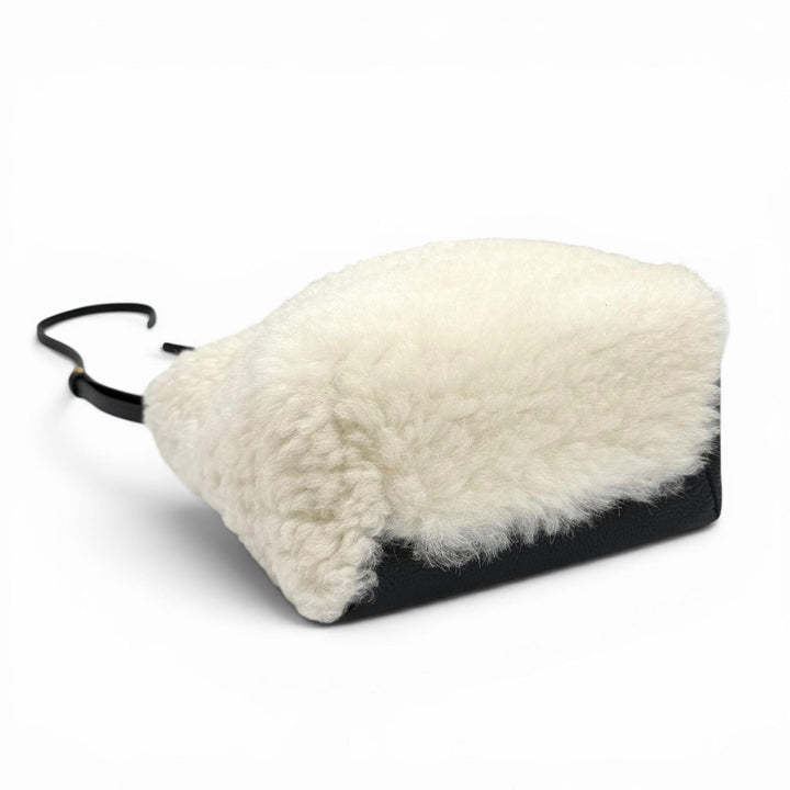 極美品★MARNI マルニ SHMP0040DL5 MUSEO SOFT MINI ラムファー シアリング 2WAY レザー ショルダーバッグ オフホワイト ブラック 袋付