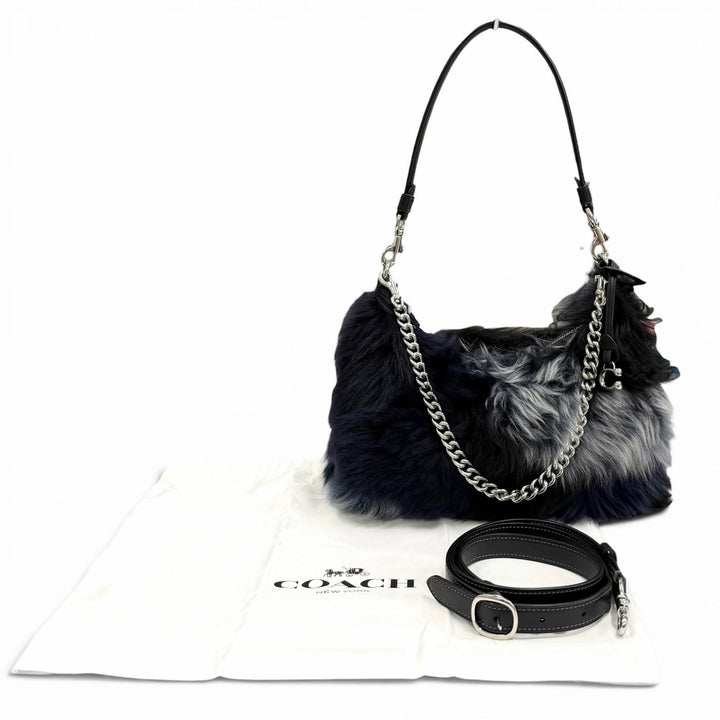 極美品★COACH コーチ CW646 ジュリエット ショルダー バッグ 25 パッチワーク カーフレザー使い シアリング マルチ レディース 袋付