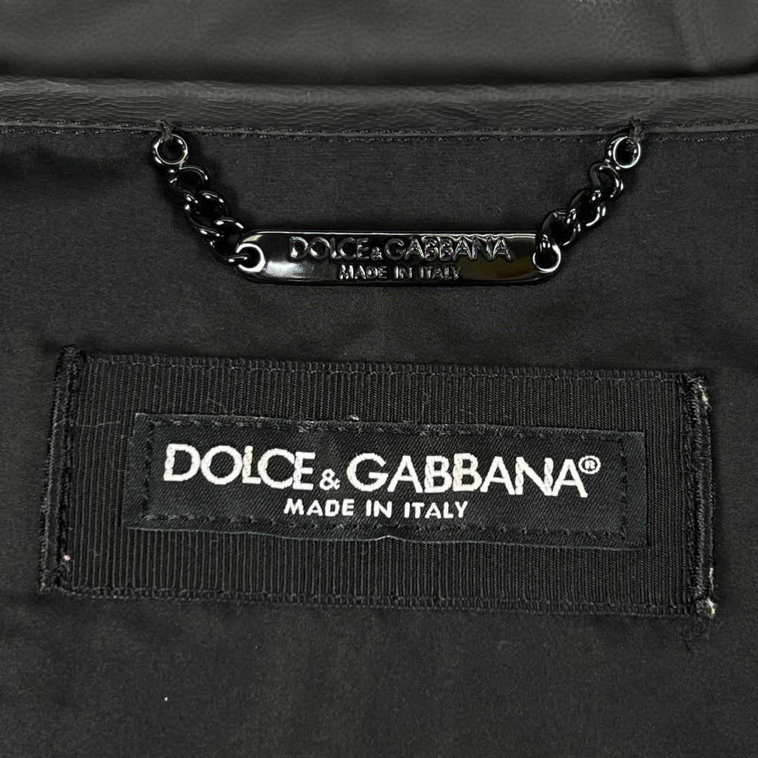 美品▲DOLCE&amp;GABBANA ドルチェ＆ガッバーナ G9ABQTHUMEXN0000 ロゴプレート マウンテンパーカー ブラック S イタリア製 正規品 メンズ