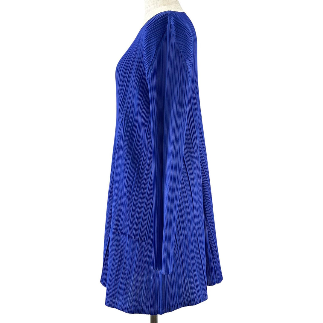 美品▲PLEATS PLEASE プリーツプリーズ イッセイミヤケ PP73-JT223 プリーツ ワンピース ブルー 4 日本製 正規品 レディース