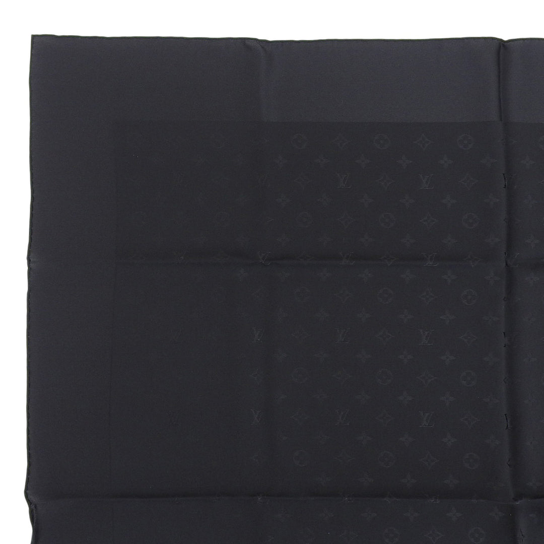 極美品▲LOUIS VUITTON ルイヴィトン カレ モナコ モノグラム シルク100% スカーフ ブラック イタリア製 レディース 箱付き