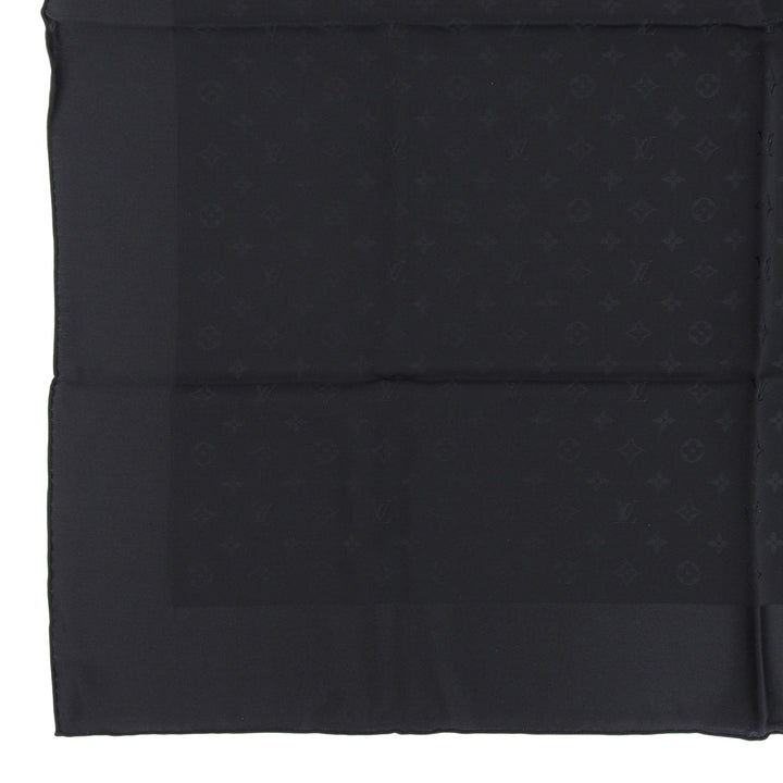 極美品▲LOUIS VUITTON ルイヴィトン カレ モナコ モノグラム シルク100% スカーフ ブラック イタリア製 レディース 箱付き