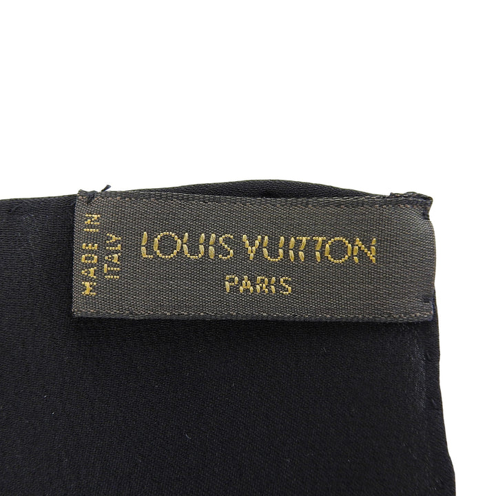 極美品▲LOUIS VUITTON ルイヴィトン カレ モナコ モノグラム シルク100% スカーフ ブラック イタリア製 レディース 箱付き