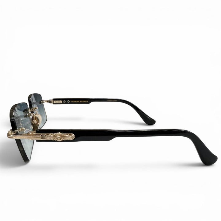 美品▼CHROME HEARTS クロムハーツ DEEP II 925 サイドフローラルクロス ツーポイント リムレス サングラス 57□20-146 総重量35.51g