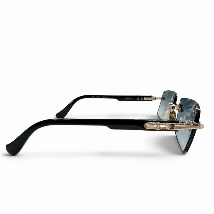美品▼CHROME HEARTS クロムハーツ DEEP II 925 サイドフローラルクロス ツーポイント リムレス サングラス 57□20-146 総重量35.51g