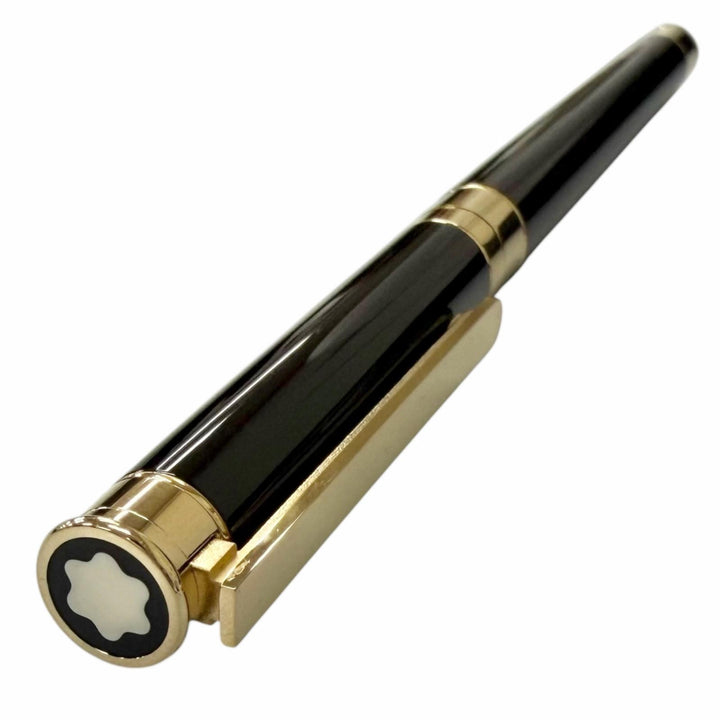 極美品□MONTBLANC モンブラン ヴィンテージ ノブレス ペン先18K Fニブ キャップ式 万年筆 ステーショナリー ブラック ゴールド ドイツ製