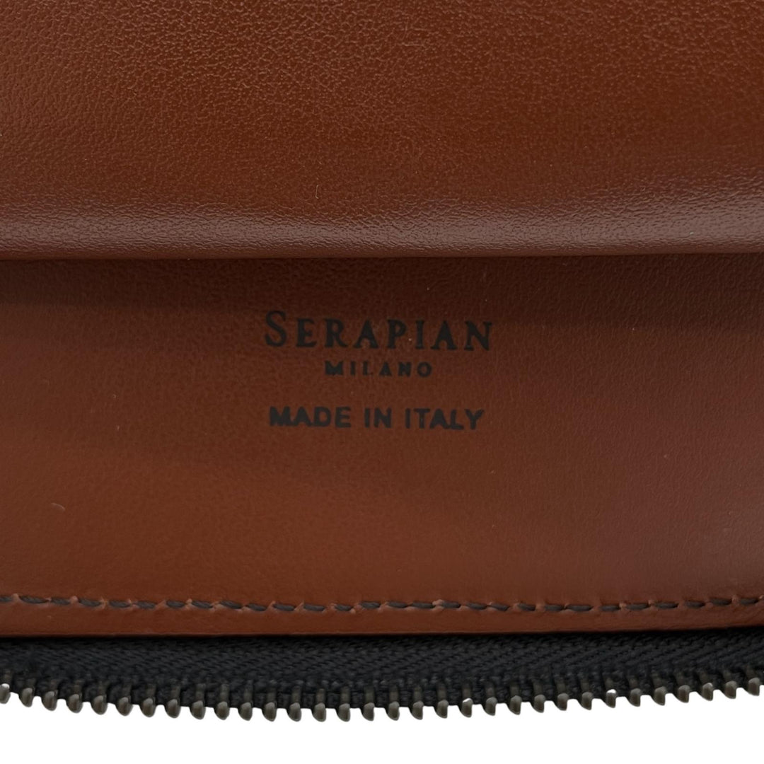 極美品▲Serapian セラピアン STEPAN 72 カーフレザー ダブルファスナー オーガナイザー クラッチバッグ ブラック イタリア製 メンズ