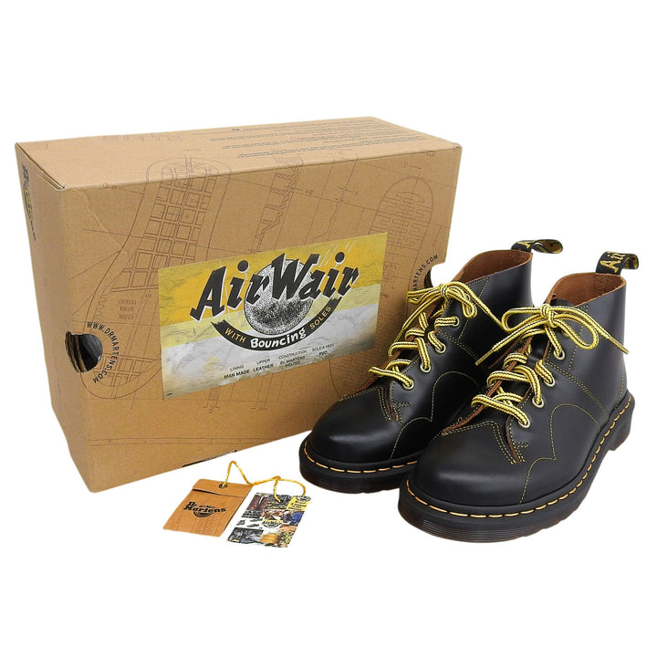 未使用品▲Dr.Martens ドクターマーチン CHURCH MONKY BOOT スムースレザー ショートブーツ ブラック UK7 メンズ 箱付き