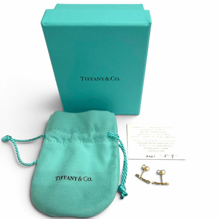 極美品□TIFFANY&amp;Co. ティファニー 750 2021年5月購入 Tスマイル ミニ ピアス イエローゴールド 重量1.66g レディース 箱・保存袋付き