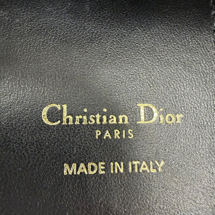 美品☆DIOR ディオール S4207UHNN Dior Caro Hibiscus クリスタル ウォレット レザー ラインストーン 日本限定 ブラック 定価120000円
