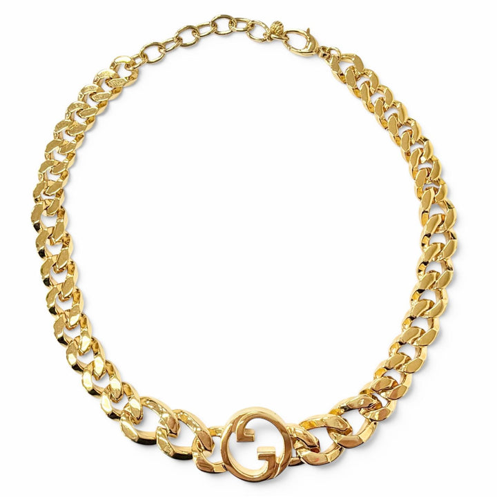 美品△GUCCI グッチ 774555 ブロンディ チェーン ネックレス インターロッキングG チョーカー ゴールド イタリア製 レディース オススメ
