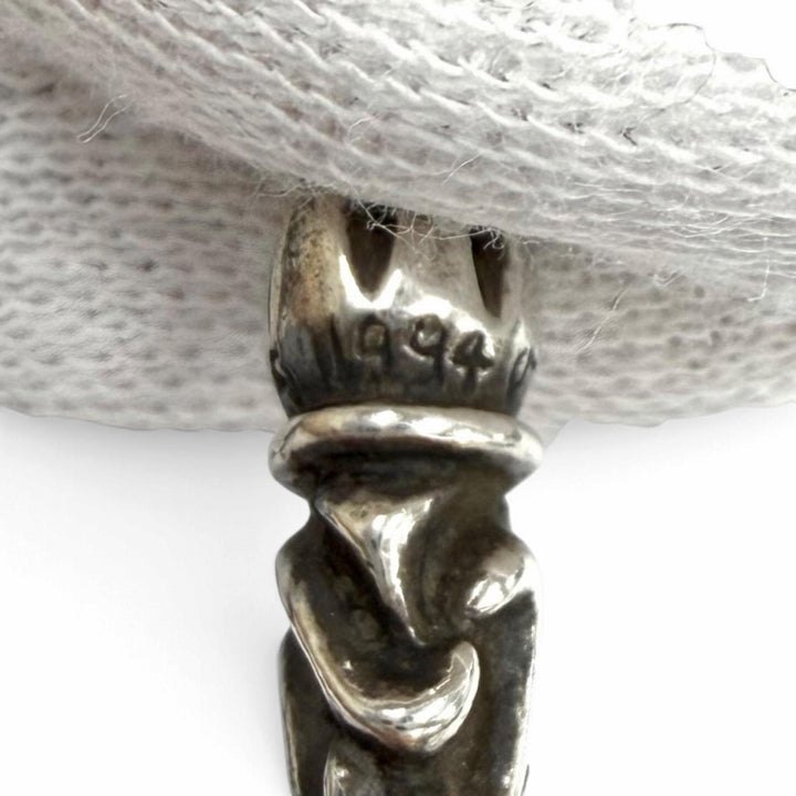 美品★CHROME HEARTS クロムハーツ 925 スモール カンパナクロス レザーブレード ネックレス シルバー 重量45.3g レディース メンズ