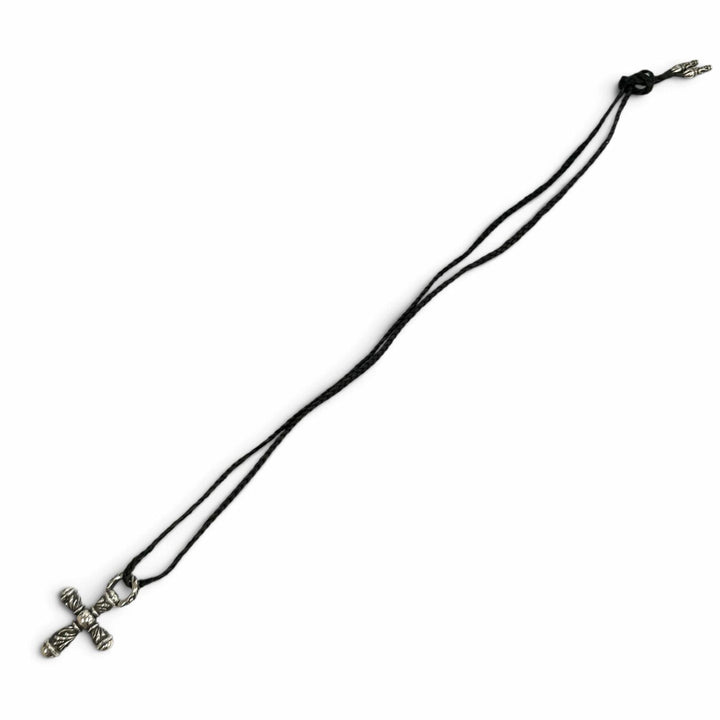 美品★CHROME HEARTS クロムハーツ 925 スモール カンパナクロス レザーブレード ネックレス シルバー 重量45.3g レディース メンズ