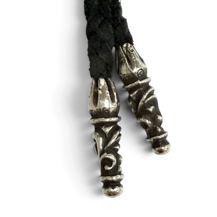 美品★CHROME HEARTS クロムハーツ 925 スモール カンパナクロス レザーブレード ネックレス シルバー 重量45.3g レディース メンズ
