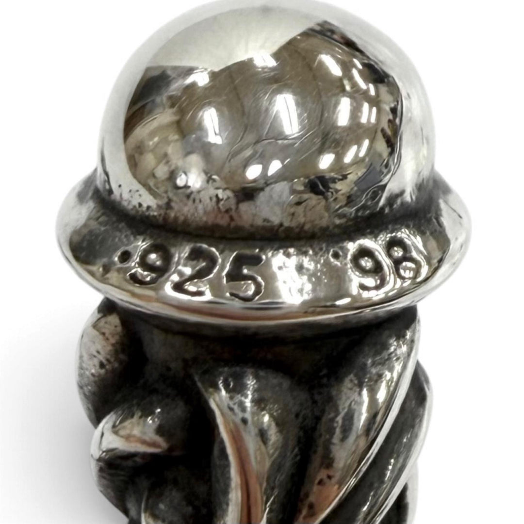 美品★CHROME HEARTS クロムハーツ 925 スモール カンパナクロス レザーブレード ネックレス シルバー 重量45.3g レディース メンズ