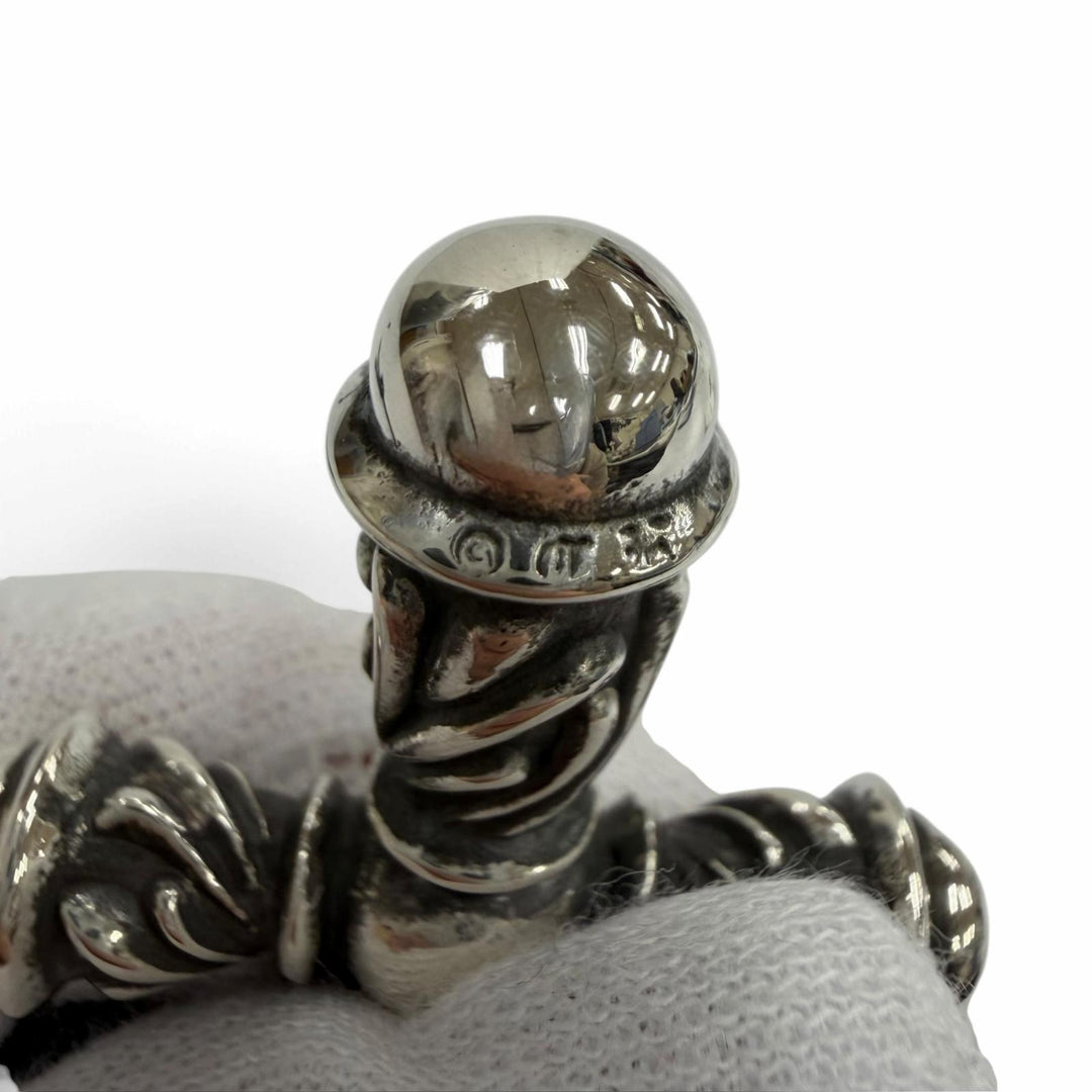美品★CHROME HEARTS クロムハーツ 925 スモール カンパナクロス レザーブレード ネックレス シルバー 重量45.3g レディース メンズ