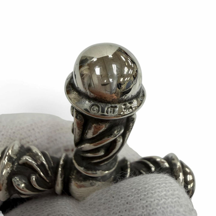 美品★CHROME HEARTS クロムハーツ 925 スモール カンパナクロス レザーブレード ネックレス シルバー 重量45.3g レディース メンズ
