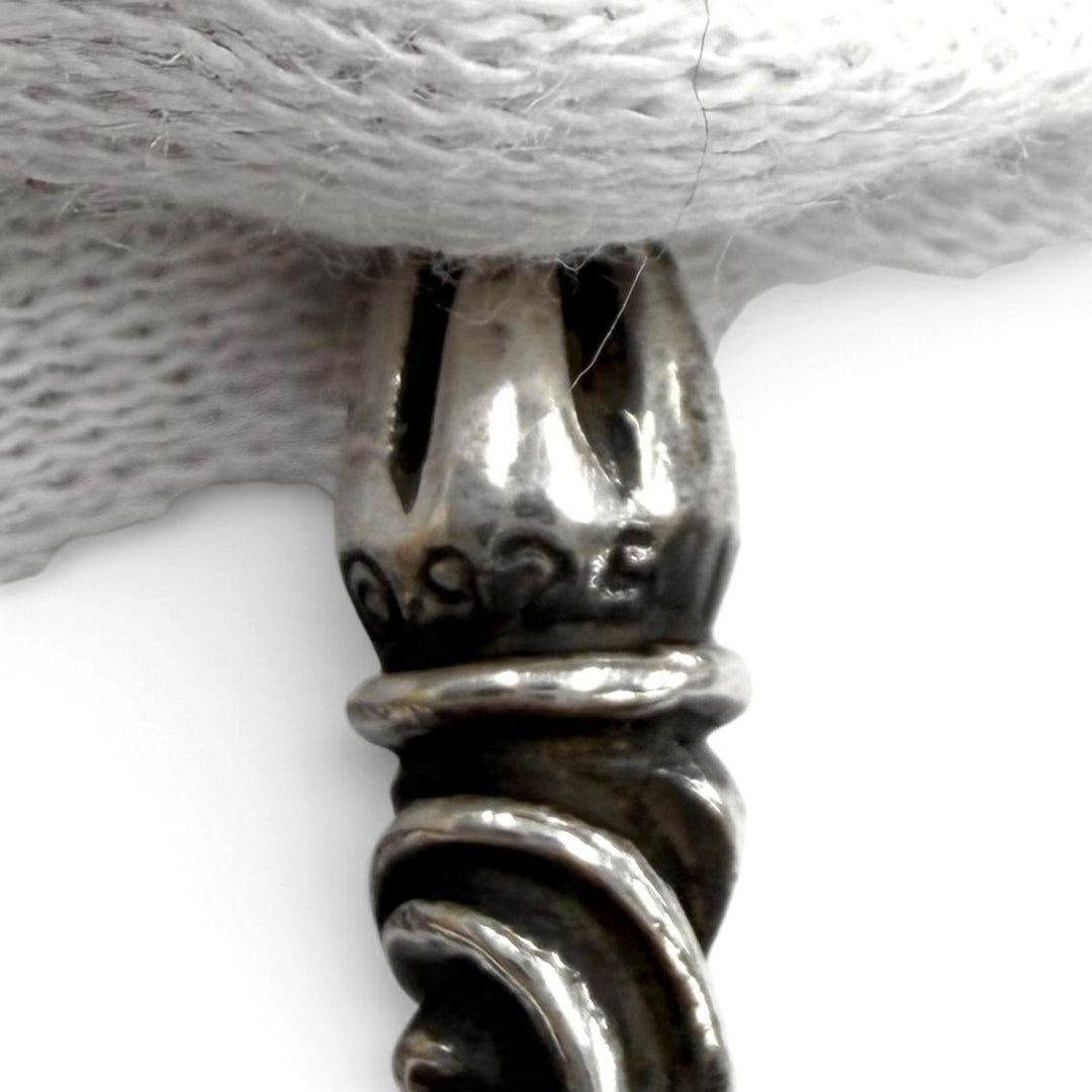 美品★CHROME HEARTS クロムハーツ 925 スモール カンパナクロス レザーブレード ネックレス シルバー 重量45.3g レディース メンズ