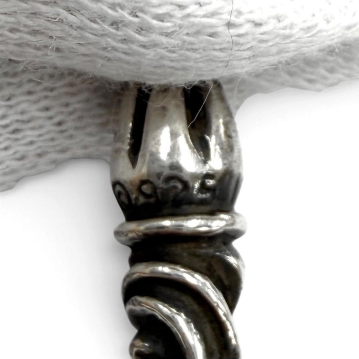 美品★CHROME HEARTS クロムハーツ 925 スモール カンパナクロス レザーブレード ネックレス シルバー 重量45.3g レディース メンズ
