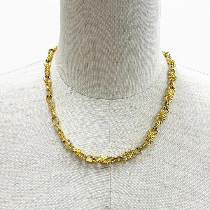 美品★CELINE セリーヌ ヴィンテージ ロープモチーフ チェーン ネックレス チョーカー アクセサリー ゴールド レディース