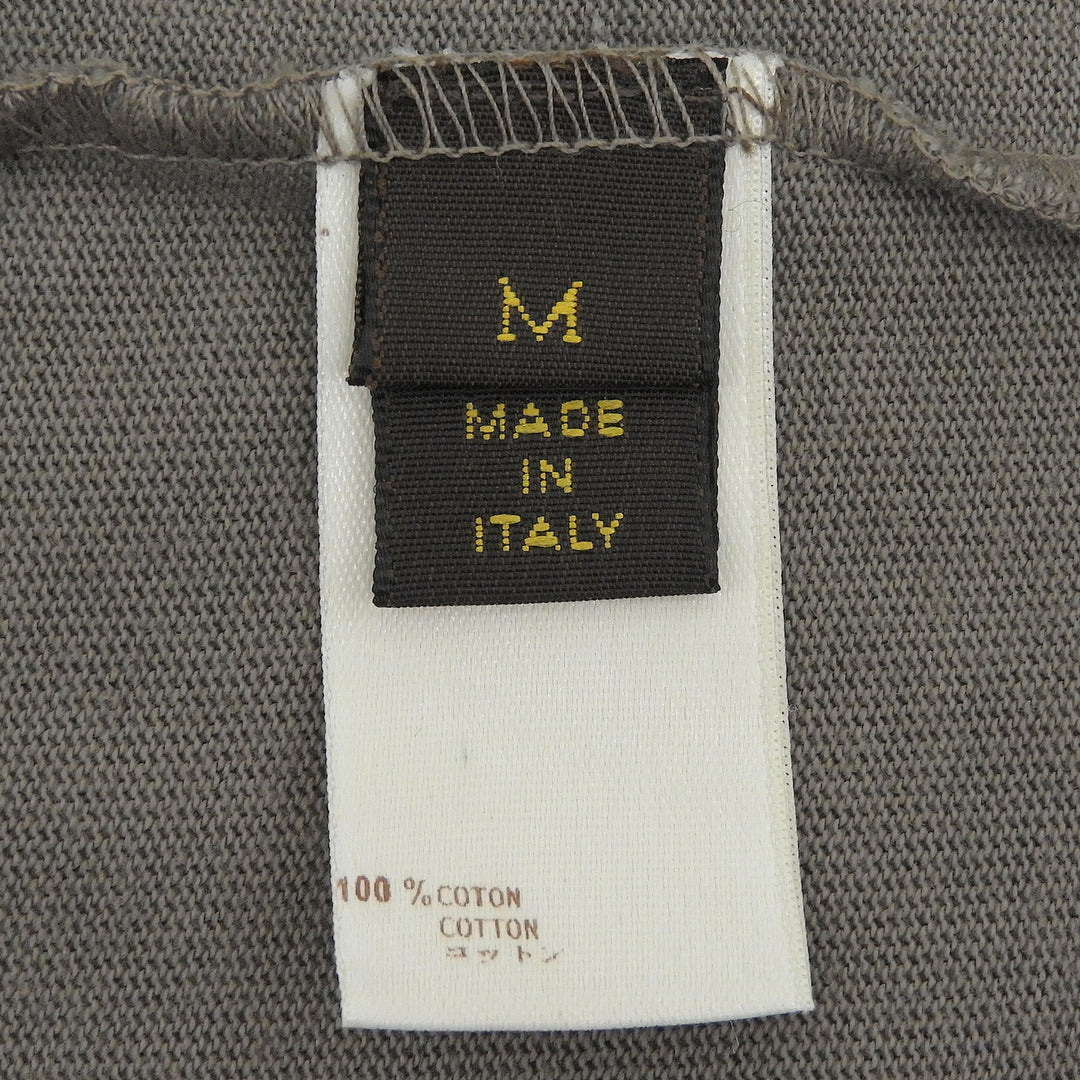 美品▲LOUIS VUITTON ルイヴィトン コットン100% LVロゴ刺繍 ロングスリーブ 長袖ポロシャツ グレージュ M イタリア製 正規品 メンズ