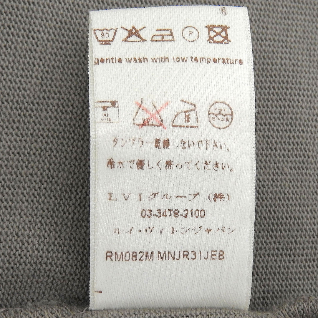 美品▲LOUIS VUITTON ルイヴィトン コットン100% LVロゴ刺繍 ロングスリーブ 長袖ポロシャツ グレージュ M イタリア製 正規品 メンズ