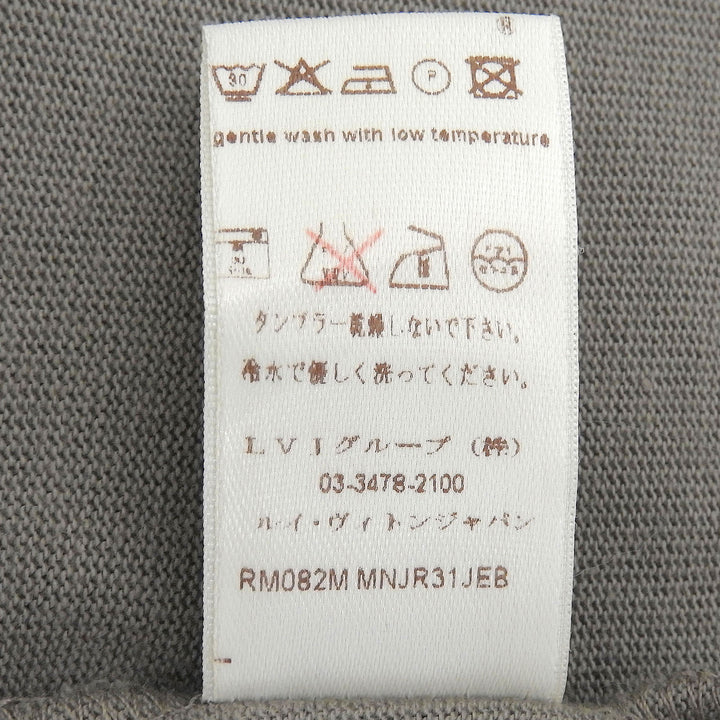 美品▲LOUIS VUITTON ルイヴィトン コットン100% LVロゴ刺繍 ロングスリーブ 長袖ポロシャツ グレージュ M イタリア製 正規品 メンズ