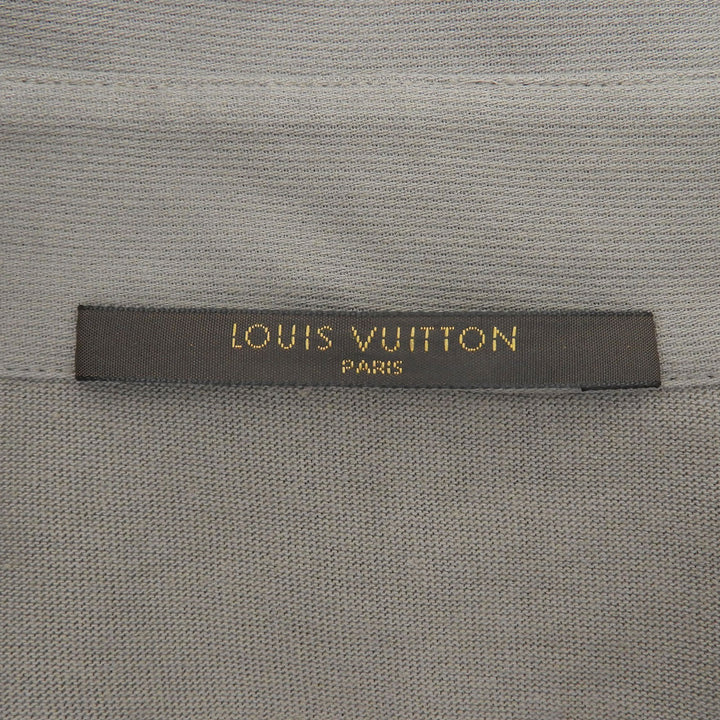 美品▲LOUIS VUITTON ルイヴィトン コットン100% LVロゴ刺繍 ロングスリーブ 長袖ポロシャツ グレージュ M イタリア製 正規品 メンズ