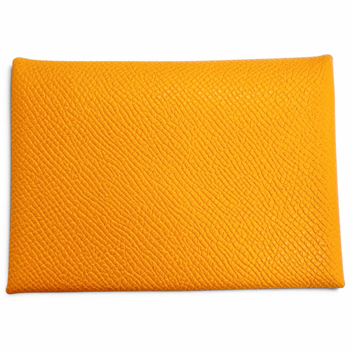 未使用品△HERMES エルメス カルヴィ デュオ ヴォーエプソン オレンジ シルバー金具 セリエ金具 コンパクトウォレット コインケース B刻
