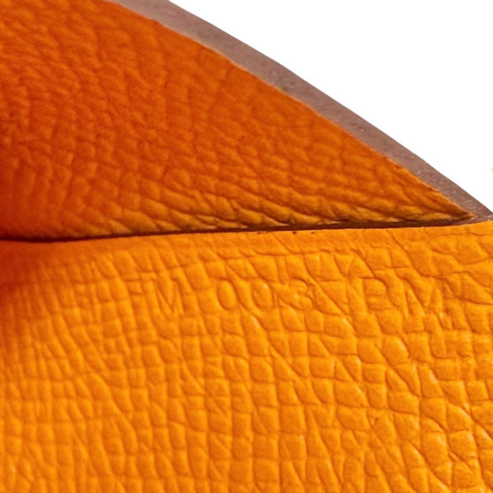 未使用品△HERMES エルメス カルヴィ デュオ ヴォーエプソン オレンジ シルバー金具 セリエ金具 コンパクトウォレット コインケース B刻