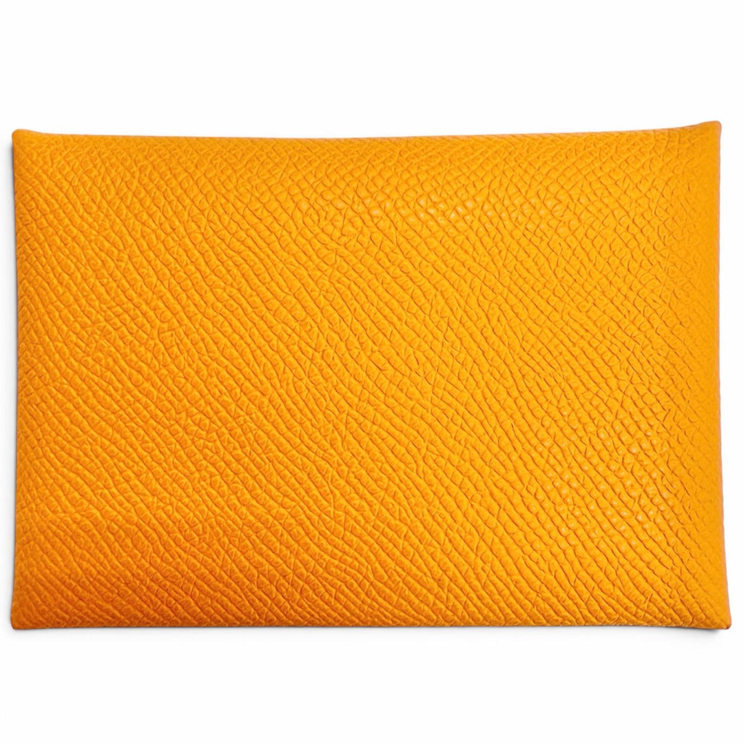 未使用品△HERMES エルメス カルヴィ デュオ ヴォーエプソン オレンジ シルバー金具 セリエ金具 コンパクトウォレット コインケース B刻