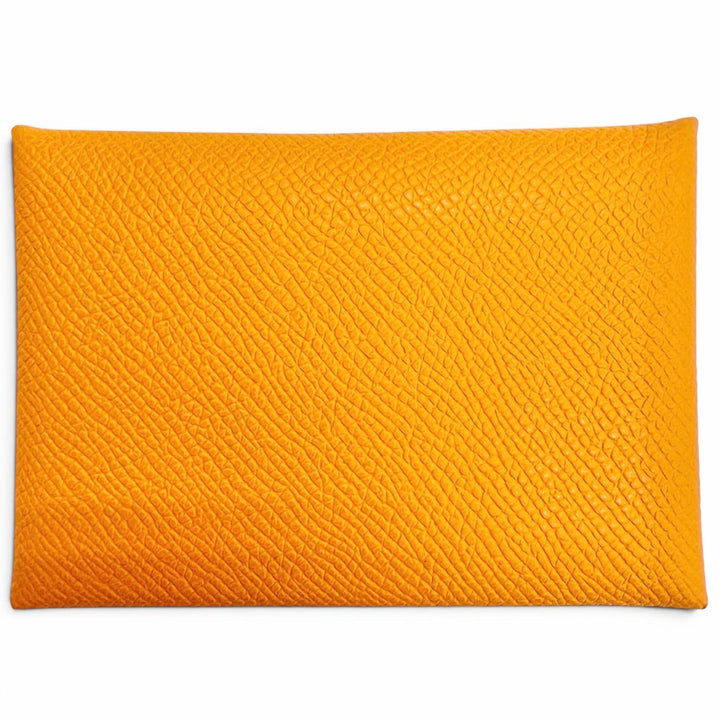未使用品△HERMES エルメス カルヴィ デュオ ヴォーエプソン オレンジ シルバー金具 セリエ金具 コンパクトウォレット コインケース B刻