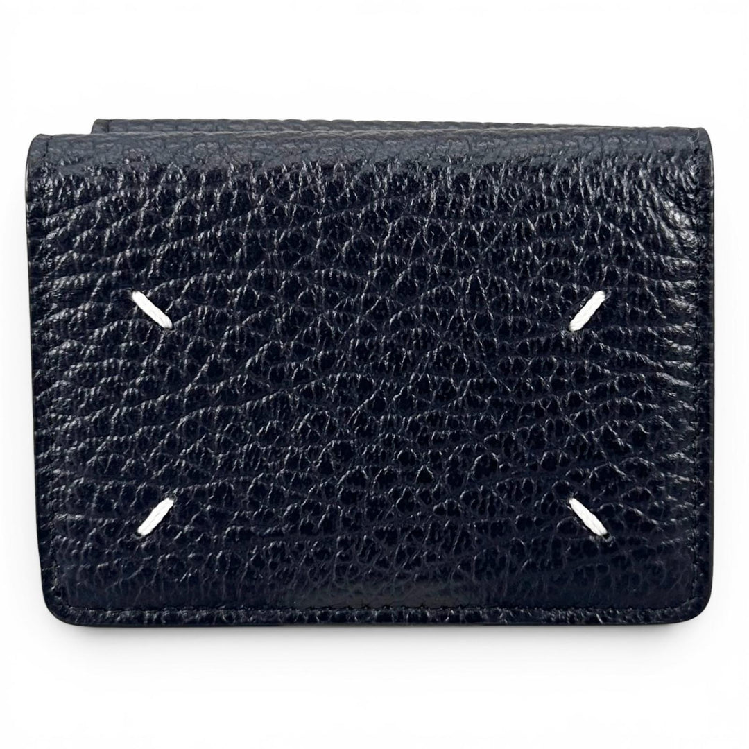 極美品▲Maison Margiela メゾンマルジェラ S36UI0416 4ステッチ レザー コンパクトウォレット 三つ折り財布 伊製 正規品 箱・保存袋付き