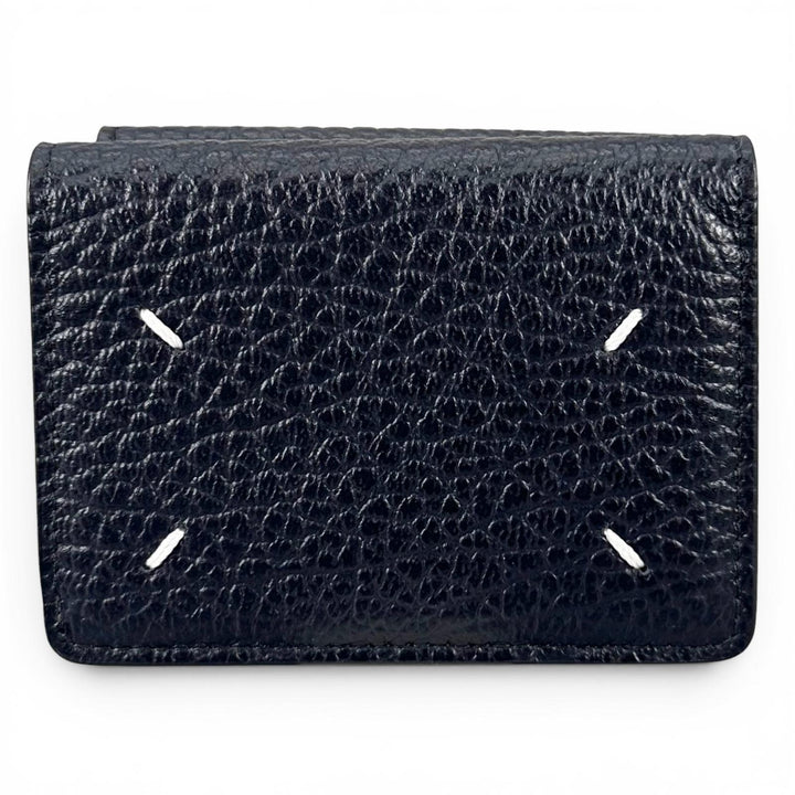 極美品▲Maison Margiela メゾンマルジェラ S36UI0416 4ステッチ レザー コンパクトウォレット 三つ折り財布 伊製 正規品 箱・保存袋付き