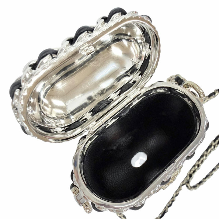 極美品◇CHANEL シャネル B21A ココマーク クラウン マトラッセ AirPods 第2世代用 エアポッズケース シルバー 伊製 レディース 箱付き