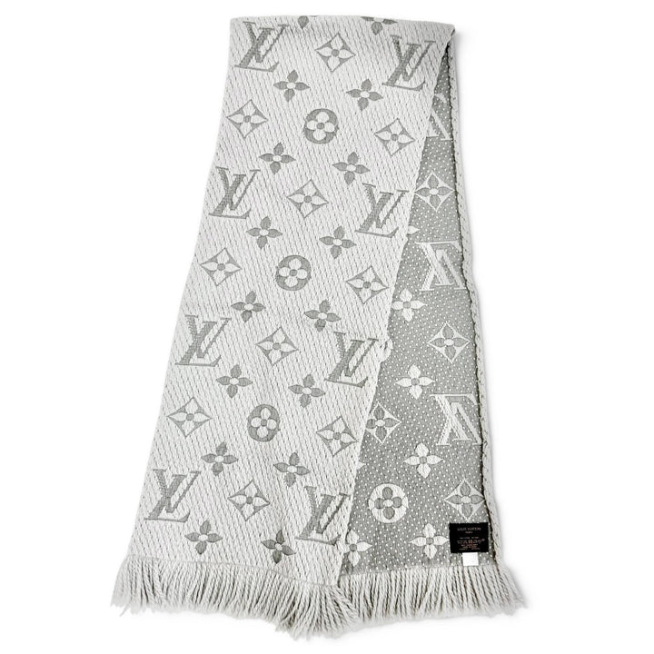 美品△LOUIS VUITTON ルイヴィトン M74742 エシャルプ ロゴマニア ウール シルク グリペルル モノグラム フリンジ マフラー 伊製 正規品