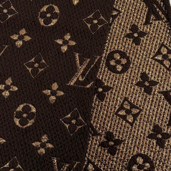 美品☆LOUIS VUITTON ルイヴィトン M71383 エシャルプ ロゴマニア シャイン ウール シルク マロン モノグラム フリンジ マフラー 正規品